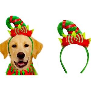 SPOT Dog Christmas Elf Headband Holiday Hat Adjustable Medium / Large
